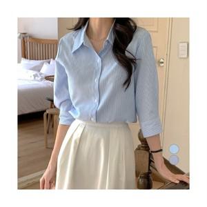 아피나르 여성용 레귤러핏 7부 잔스트라이프 셔츠