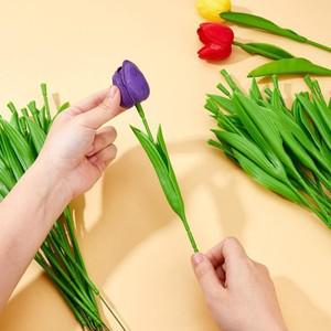 30PCS 13 게이지 꽃 와이어 줄기 잎 인공 튤립 부케 꽃꽂이 랩 플라스틱 포장