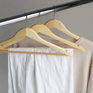 [골드스마일]우드 코팅 나무 옷걸이 3P 원목 옷가게