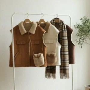 [하프클럽/]여자 카라넥 무스탕 덤블 키치무드 포근 조끼