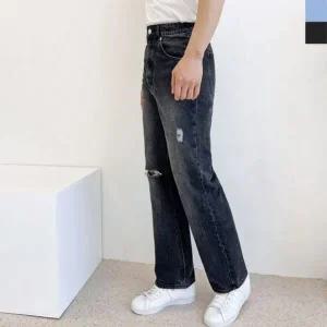 남자찢어진청바지 와이드레그남성긴바지