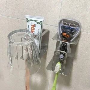 고급형 부착식 스텐 칫솔 치약 컵걸이_23680296