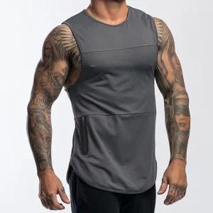 포켓 민소매 티셔츠 운동복 통기성 여름용 체육복