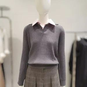 ZOOC 셔츠카라 레이어드 골지 니트 V254KSK932