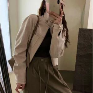 크롭자켓 세무 스웨이드 캐주얼 가을 자켓