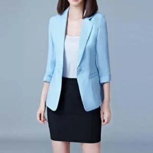 여성 여름 간절기 린넨 7부 소매 정장 숏 자켓