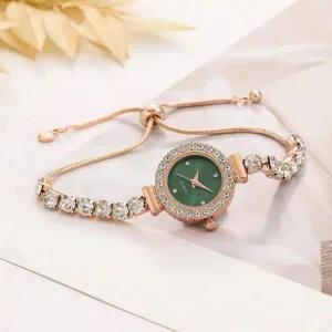 [골드스마일]손목시계(그린) 슬라이드 메탈시계 여성 클로에