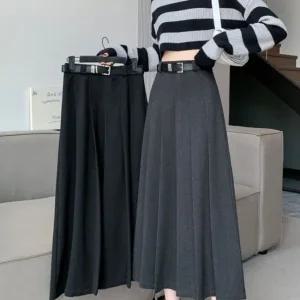 벨트세트 플리츠 롱스커트 하이웨스트 데일리핏 (WFKMT2G)