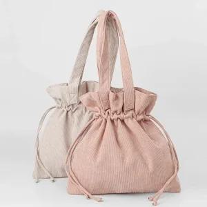 고품질 복조리타입 코듀로이 에코백 숄더백 여성 가방 (WFFKUD3)