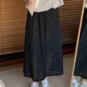 [하프클럽/]빅사이즈 503 드롭스레이스밴딩스커트 DDDU126