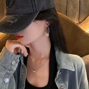 [콩심팥심]실버링 진주 볼 귀걸이