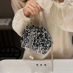 [하프클럽/]비즈가방 G126338_스팽글 도트백 크로스백 클러치 복주머니