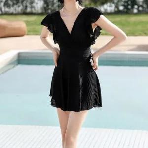 고품질 와플 프릴 원피스 수영복 체형커버 워터파크 비치웨어 (WFFKWJZ)