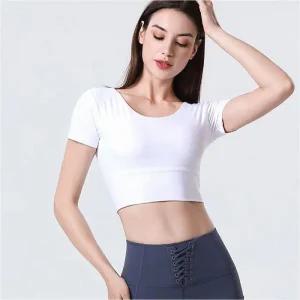 [라일리여성의류] Rly 요가복 여성 반팔티 필라테스 슬림핏 크롭 상의