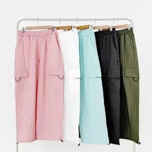 [라일리여성의류] Rly 체일스 바스락 맥스와이드 카고바지 스트링팬츠