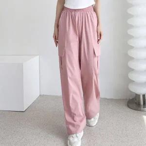 [하프클럽/]여자 아이스 쿨 카고 와이드 밴딩 팬츠 DJW-PTS-SGSSVR181W-블랙