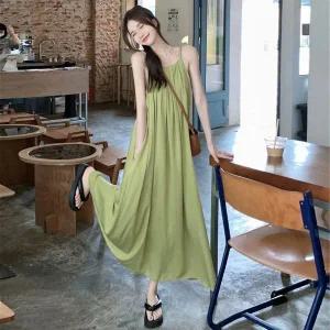 [하프클럽/]여자 나풀 쉬폰 민소매 나시 롱 원피스 JSW-OPS-SP0000CRT-그린