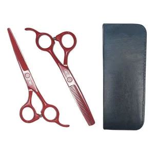 [콩심팥심]MOMO 컬러 미용 강아지용 가위 숱가위세트 (레드) (케이스포함)