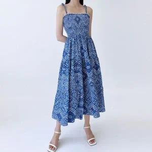 [하프클럽/]여자 튜브탑 끈나시 비치 여름 롱원피스 DJW-OPS-SGSSDR121-블루