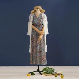 [하프클럽/]여자 꽃무늬 롱 랩 허리밴딩 원피스 LDW-OPS-SSIS496-연블루