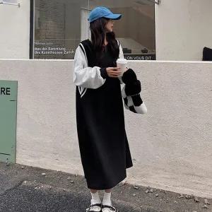 [하프클럽/]오버핏 배색 롱원피스 SDW-OPS-SLLD125