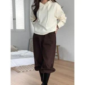 [하프클럽/샵앤]여성 베이직 데일리 무지 후드 니트 티셔츠 21DS-WKN-4886-브라