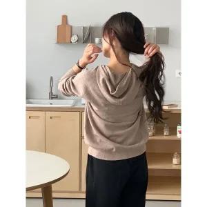 [하프클럽/샵앤]여성 홀가먼트 무지 긴팔 후드 니트 티셔츠 21DS-WKN-4887-베이