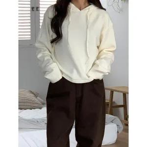 [하프클럽/샵앤]여성 베이직 데일리 무지 후드 니트 티셔츠 21DS-WKN-4886-차콜