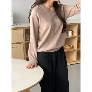 [하프클럽/샵앤]여성 홀가먼트 무지 긴팔 후드 니트 티셔츠 21DS-WKN-4887-그린