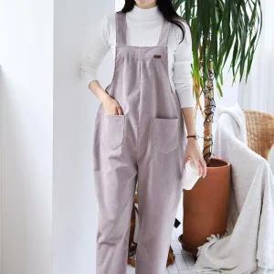 [하프클럽/]여자 겨울 박시 투포켓 멜빵 기모 골덴 배기 점프수트