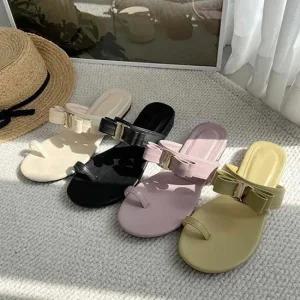 인기상품 플랫 쪼리 슬리퍼 리본 스트랩 샌들 여성 신발 코디 [WFJIXMQ_251115]