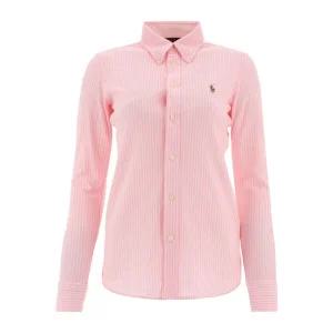 로고 자수 스트라이프 버튼다운 셔츠 211664416001 CARMEL PINK WHITE