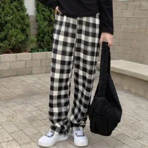 [라일리여성의류] Rly 일자핏 기모체크바지 남성체크바지 여성체크바지