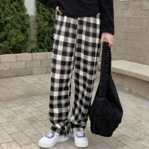 [하프클럽/셀러허브_여성트랜드패션]Rly 일자핏 기모체크바지 남성체크바지