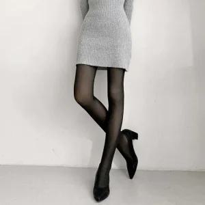 여자 검정 FW 라이닝 극세사 착시 스타킹