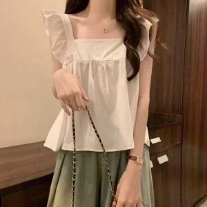[하프클럽/]여성 여름 상의 백 리본 스퀘어 블라우스 나시