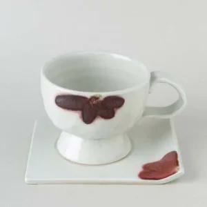 이천도자기 수공방 화이트 진사 꽃굽 커피잔 세트 도자기 커피잔 찻잔 선물용