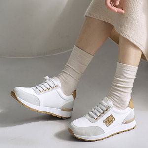 소가죽 밴딩 스트랩 키높이 여성용 스니커즈 운동화