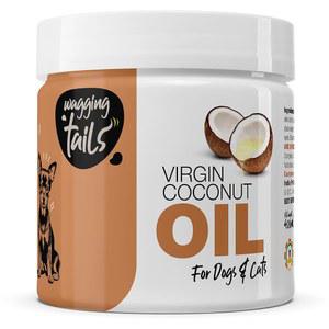 개와 고양이를 위한 웨깅 테일 버진 코코넛 오일 - 13.52 floz | 모든 품종을 피부 보습 및 수분 공급에 도움 천연