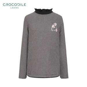[20%쿠폰][크로커다일 레이디] 플라워 포인트프린트 체크 티셔츠_CLCWTS111