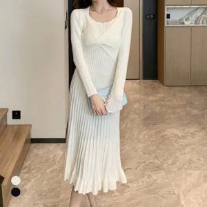 클라셰 니트골지실루엣원피스_B5W0214