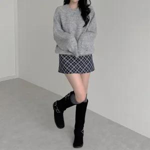 어텀 체크 미니 A라인 스커트