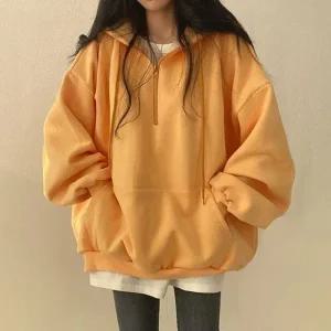 [라일리여성의류] Rly 여성 3컬러 데일리 루즈핏 하프집업 후드티