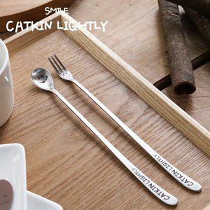 [비프로젝트]스마일 캣킨라이틀리 웨이브 롱스푼+롱포크 2p