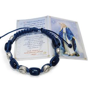 가톨릭성물방 메탈기적의패 + 나무알 매듭팔찌묵주(블루) - 이태리