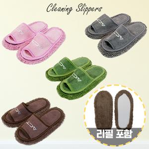 액트 초극세사 청소슬리퍼+리필1개 거실 걸레 실내화
