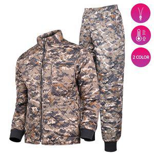 [노블진]얼룩깔깔이 세트 방한복 깔깔이세트 방한내피 솜바지