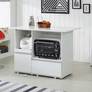 디럭스 아일랜드식탁, 바디 & 상판 하이그로시, 홈바, 미니바, 광파 오븐렌지, 전기밥솥 수납.