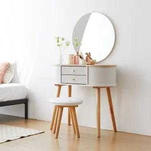 비쥬블랑쉬 화장대 테이블+거울+스툴 세트