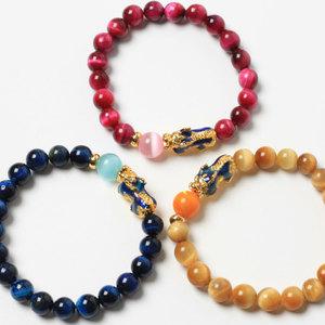 재물운 성공운 온도변화 변색 비휴 옥 원석 염주 팔찌